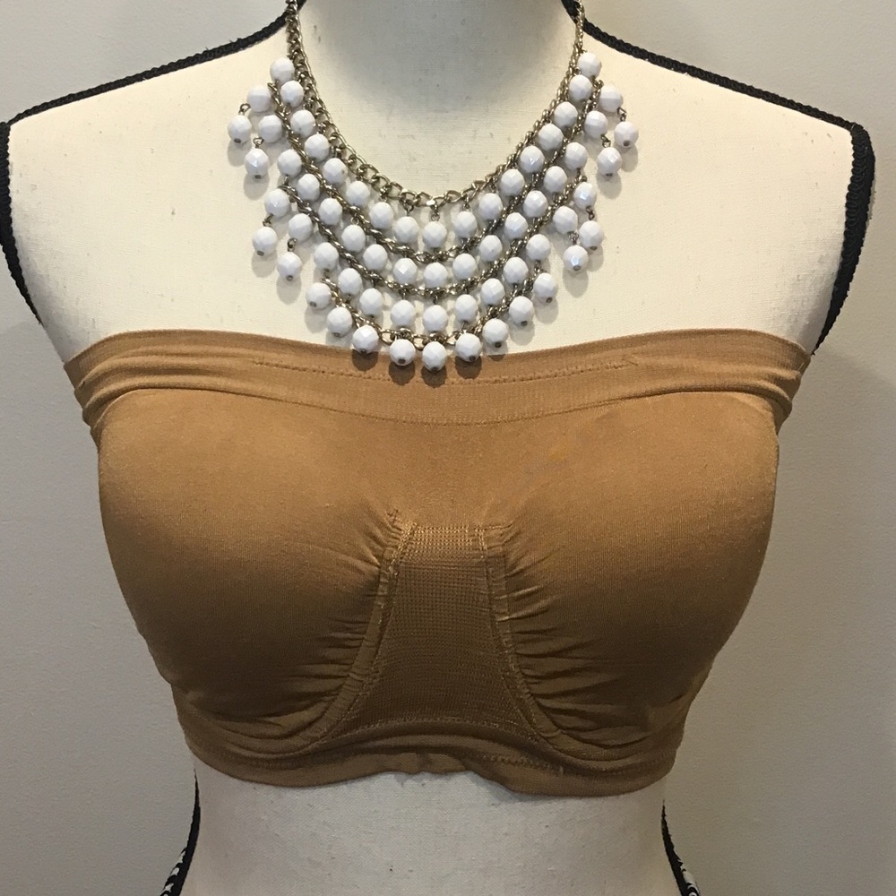 Strapless Bandeau Top in Camel